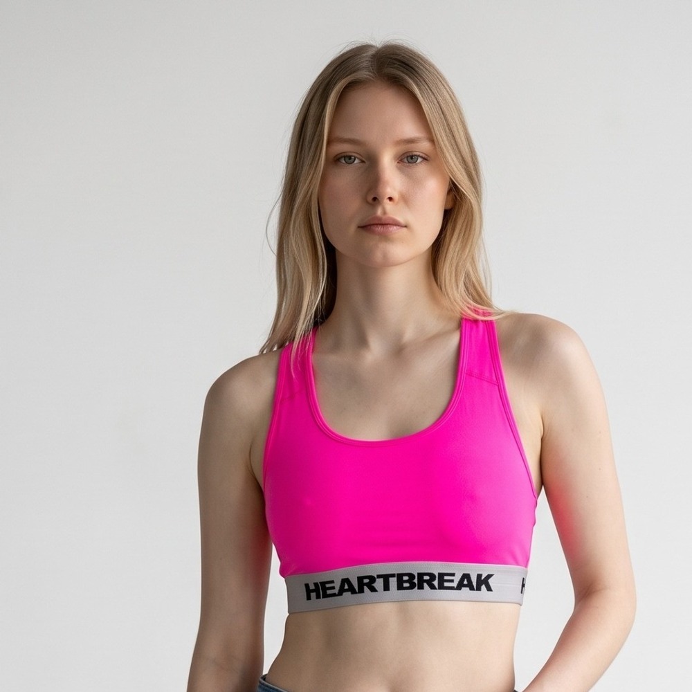 Heartbreak Women's sendy sports bra neon pink Athleisure Racerback Small NEW